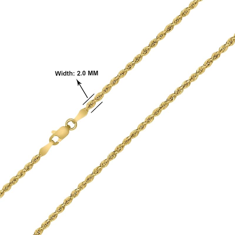 10K Yellow Gold 2MM Sparkle Rope Chain With Lobster Clasp - 22 Inch