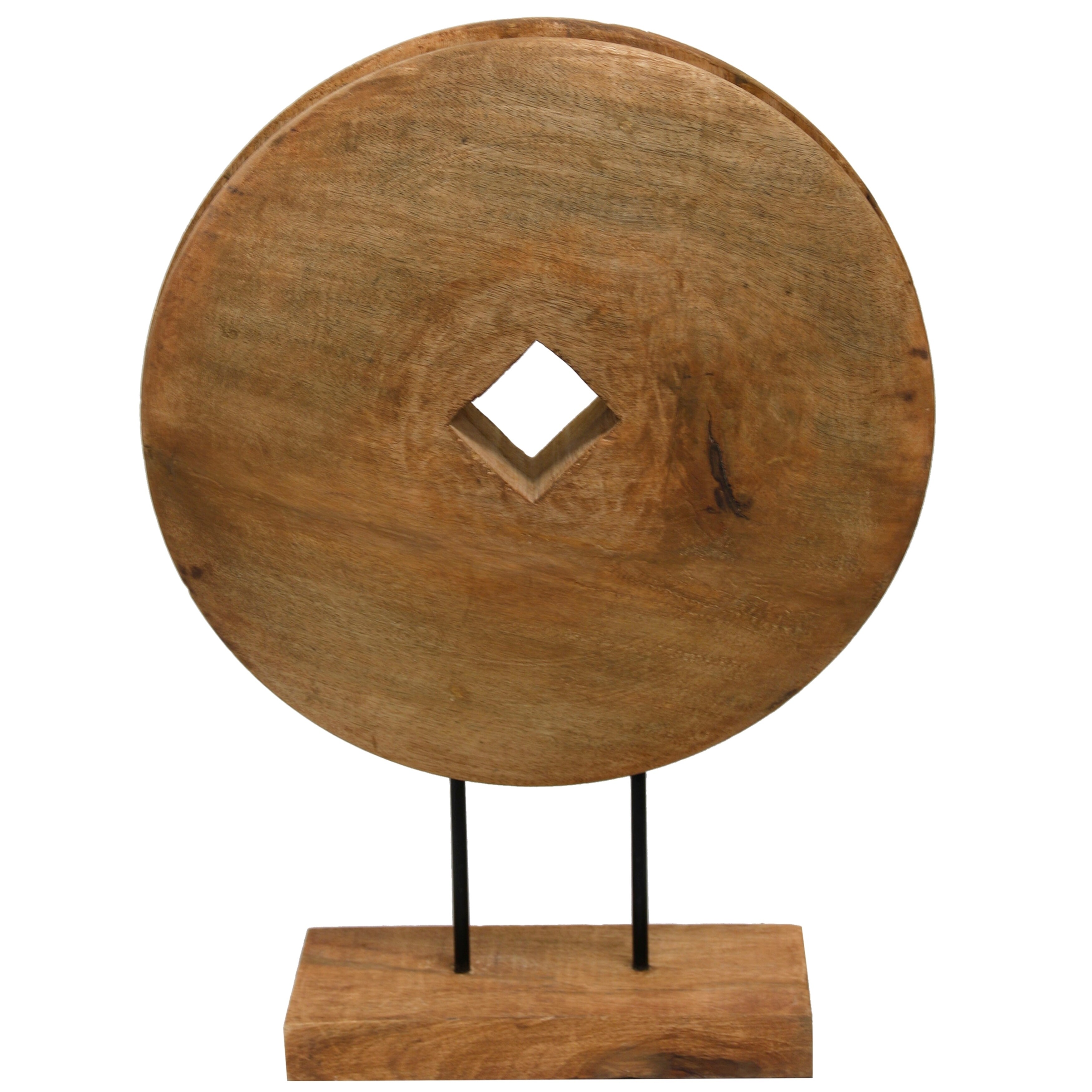 Native Wheel Carved Natural Wood Wheel With Diamond Center Opening Table Top Sculpture On Wood Base Overstock 27649305