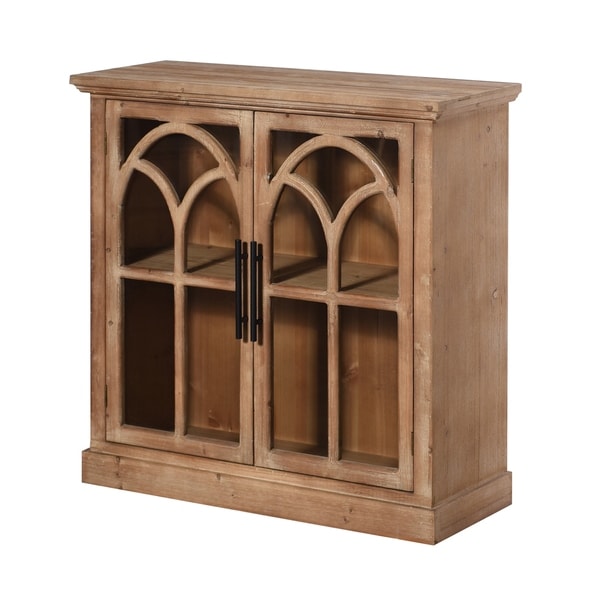 Shop Brantley Two Door Wood and Tempered Glass Cabinet with Arch Design Wood Fronts and Smooth ...