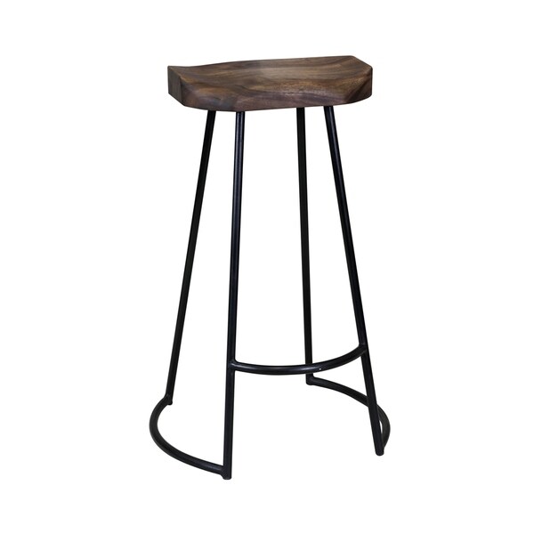 Shop Gavin Sculpted Solid Wood Seat Bar Stool with Wrought Iron Base with Foot Rest Free