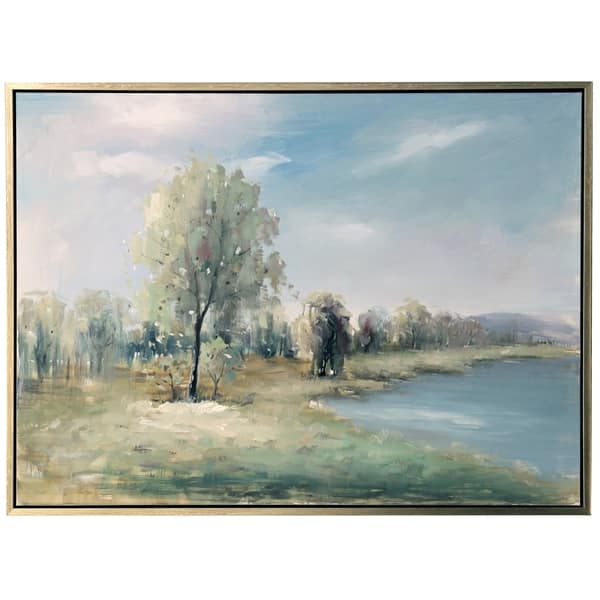 The Gray Barn Hand Painted Lake Landscape Wall Art On Framed Canvas Overstock 27649409
