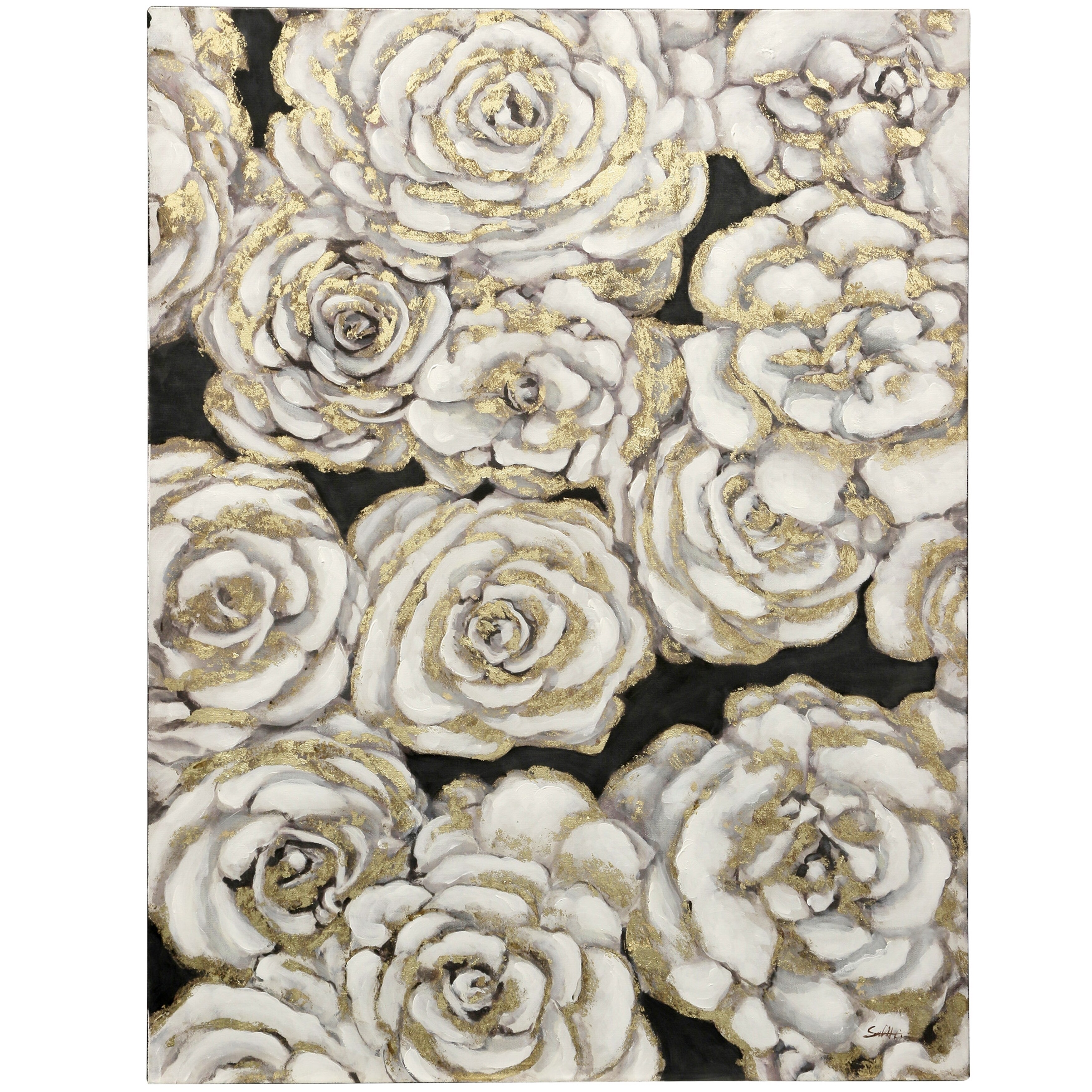 Shop Silver Orchid Hand Painted Roses Wall Art On Sale Overstock 27649419