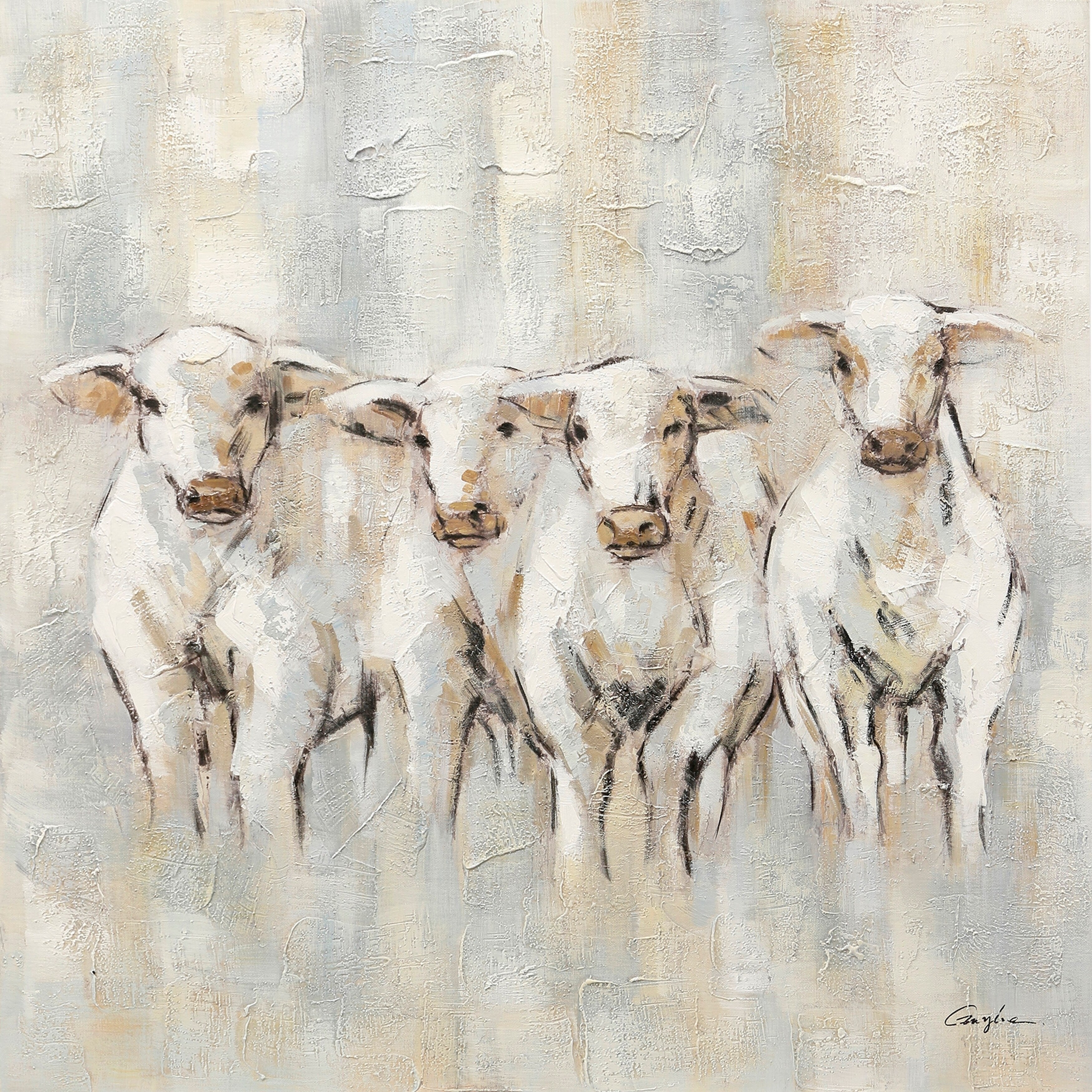 The Gray Barn Farmland Four Hand Painted Farm Cows Wall Art On Stretched Canvas Overstock 27649426