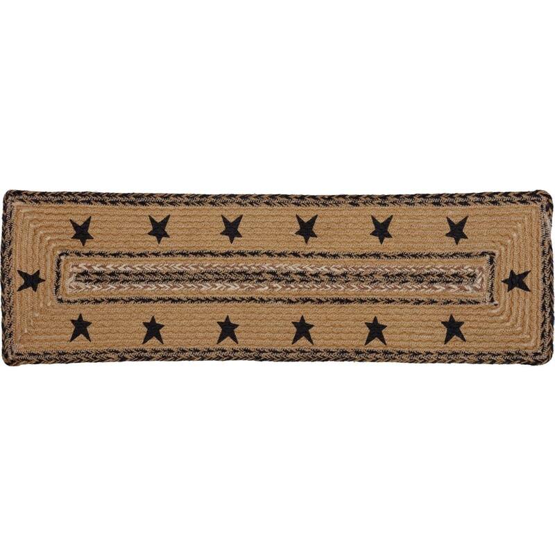 Kettle Grove Jute Stair Tread Stencil Stars Border Rect Ltx - 8.5 x 27 Rectangle