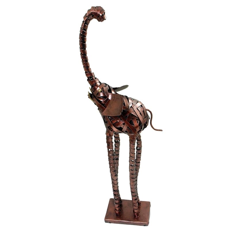 Handmade Gentle Giants Intricate Metal Slim Elephant Statue (Indonesia)