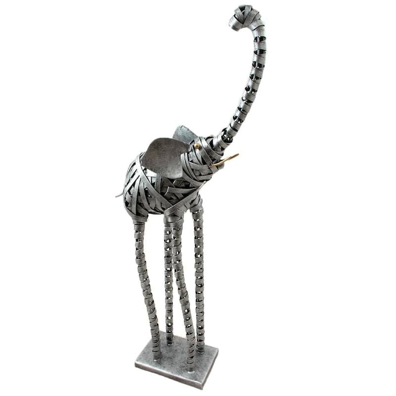 Gentle Giants - Intricate Handwoven Metal Slim Elephant Statue