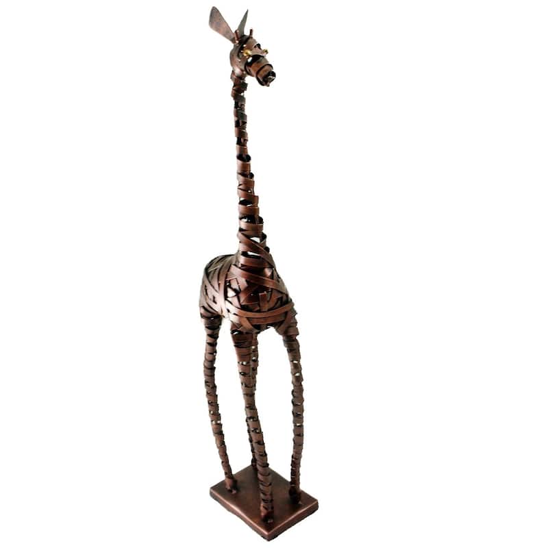 Gentle Giants - Intricate Handwoven Metal Slim Giraffe Statue, Copper