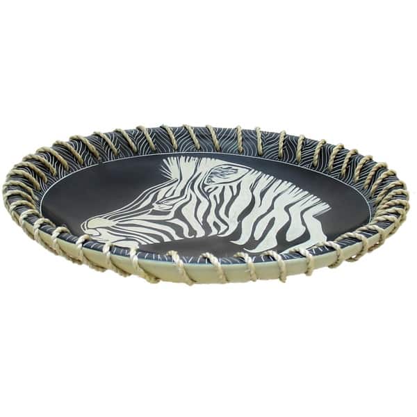 Handmade 8 Protect Me Kisii Soapstone Zebra Plate With Sisal Rope Kenya Overstock 27649484