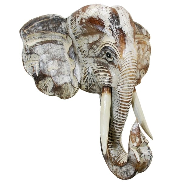 WALL CHARMERS Mini White Faux Elephant Head  