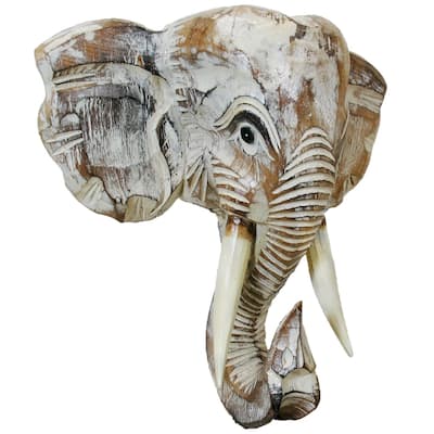 Wooden Elephant Head Wall Décor