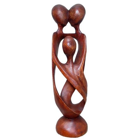 Handmade Our Family Suar Wood Figurine (Indonesia)