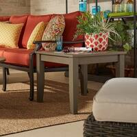 Havenside Home Moosonee Grey Wood Patio Ottoman Side Table