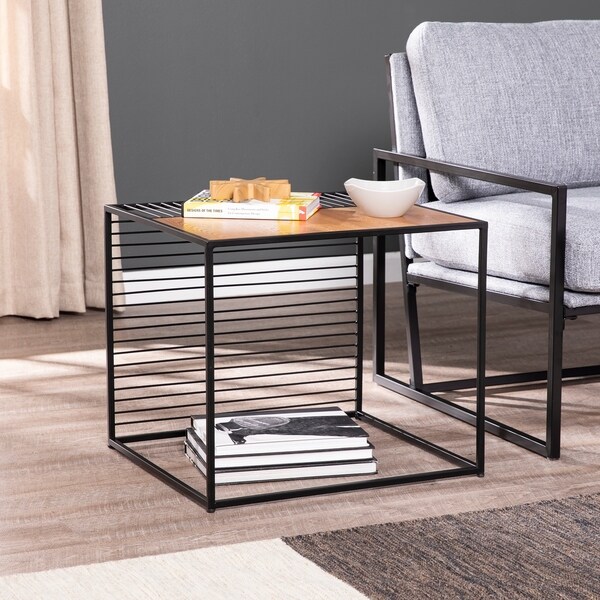 Strick & Bolton Kelsey Contemporary Black/ Natural End Table