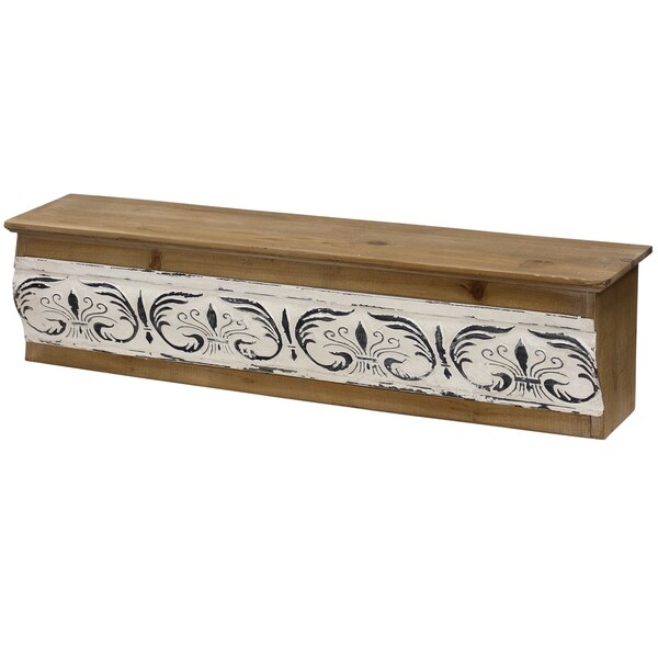 Embossed Wheat Design Metal Tile Front Wood Shelf