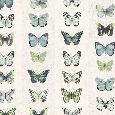 Jewel Butterflies Stripe Wallpaper