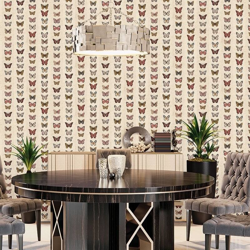 Jewel Butterflies Stripe Wallpaper
