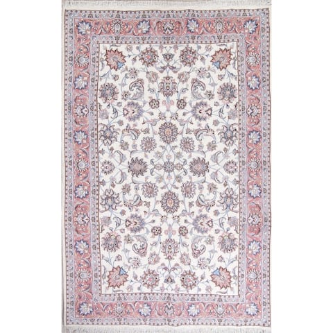One of a Kind Tabriz Floral Handmade Wool Persian Oriental Area Rug - 10'0" x 6'4"