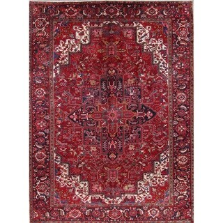 One of a Kind Heriz Geometric Handmade Wool Persian Oriental Area Rug - 13'4" x 10'0"