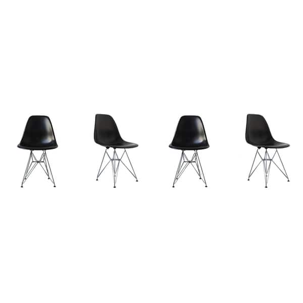 slide 1 of 10, Mid-Century Eiffel Style Dining Chair with Metal Legs - Black (Set of Four)