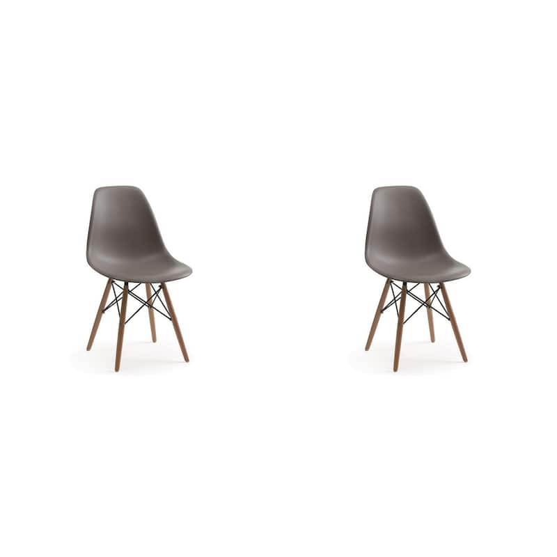 Mid-Century Modern Eiffel Style Dining Chair with Wood Legs - Black (Set of Two) - Grey - ABS