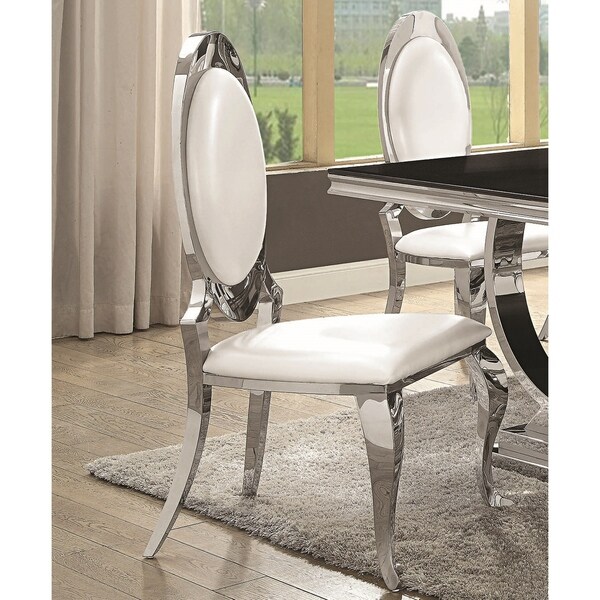 Luxurious Modern Design Chrome Dining Chairs (Set of 2) - On Sale