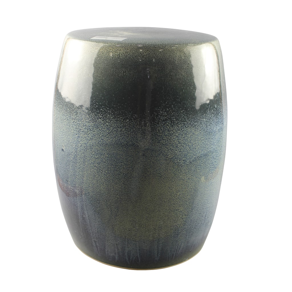 Glazed Ceramic Garden Stool with Ombre Effect, Green