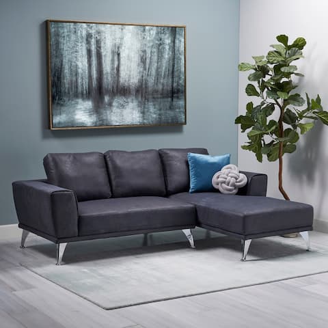 Microfiber Sectional Sofas Online At Our Best Living Connel Modern Microfiber Chaise Sectional By Christopher Knight Home