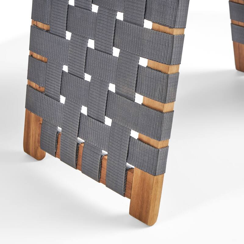 Huntsville Outdoor Foldable 2 Seater Acacia Wood Chat Set with Strapping Belt Accents by Christopher Knight Home