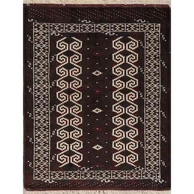 Balouch Geometric Hand-Knotted Wool Persian Oriental Area Rug - 3'7" x 2'8"