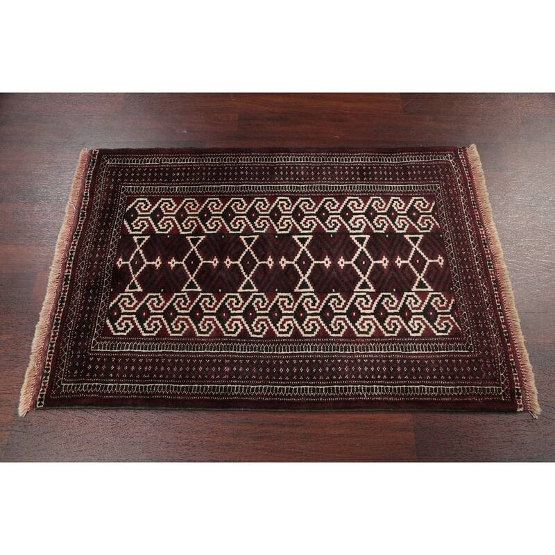Balouch Geometric Hand-Knotted Wool Persian Oriental Area Rug - 4'2" x 2'9"
