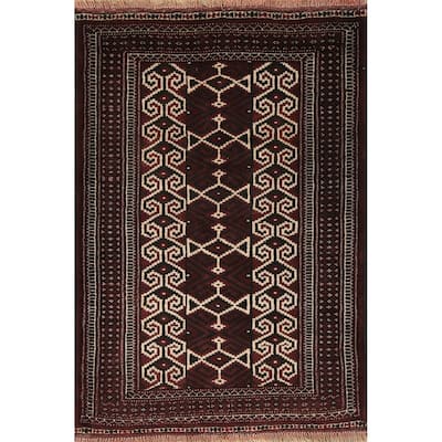 Balouch Geometric Hand-Knotted Wool Persian Oriental Area Rug - 4'2" x 2'9"