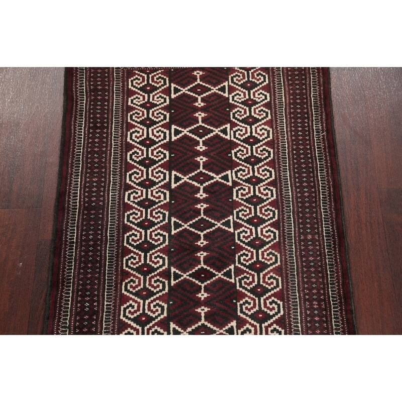 Balouch Geometric Hand-Knotted Wool Persian Oriental Area Rug - 4'2" x 2'9"
