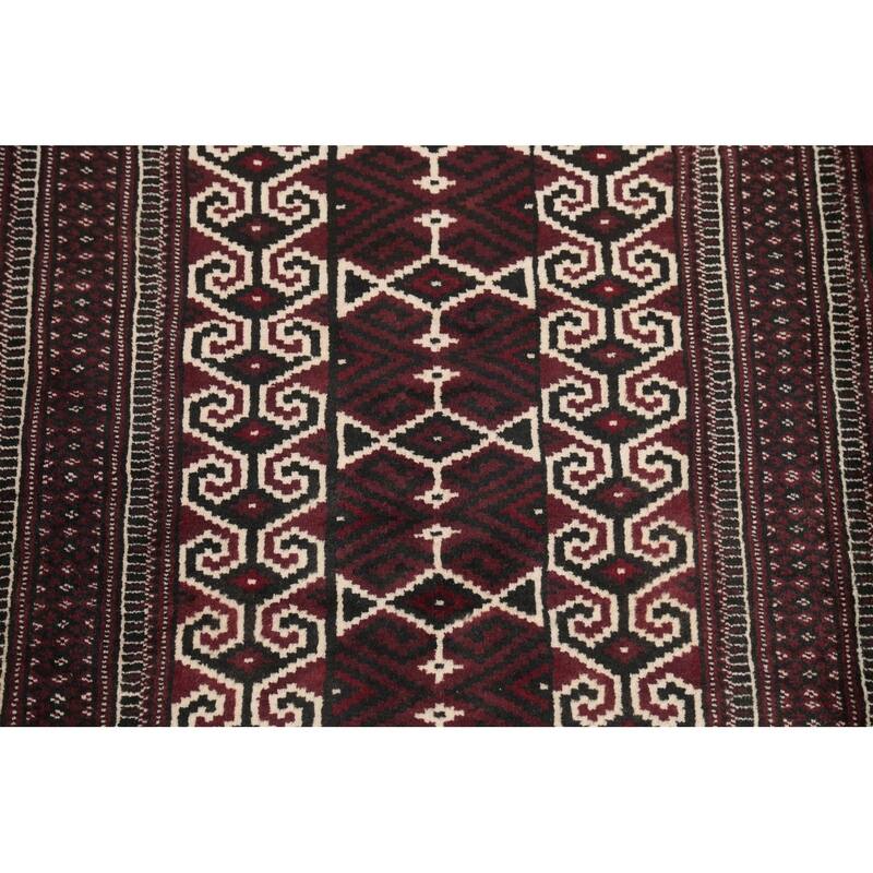 Balouch Geometric Hand-Knotted Wool Persian Oriental Area Rug - 4'2" x 2'9"