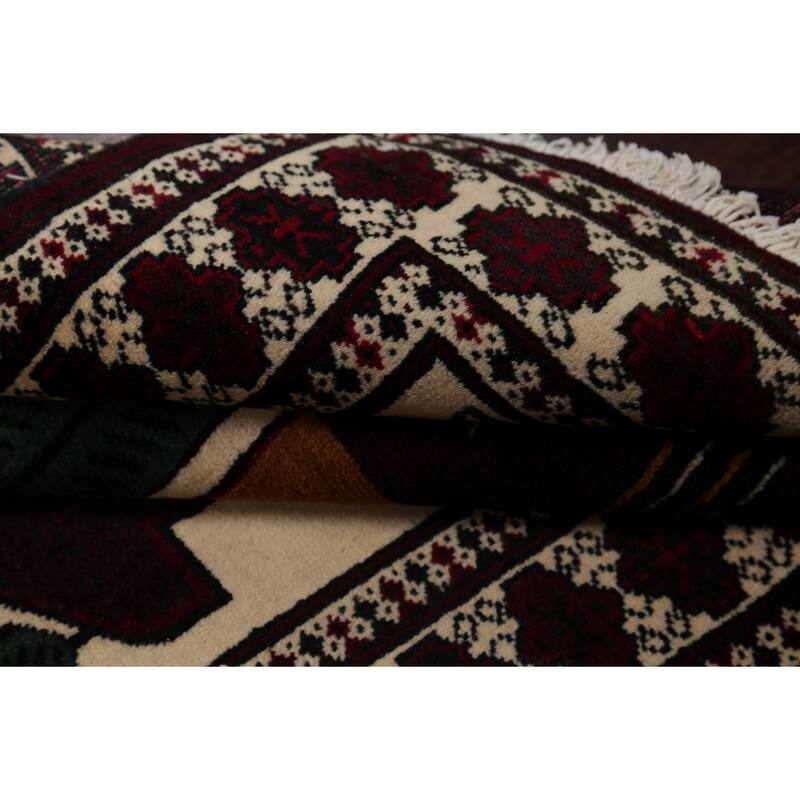 Balouch Geometric Hand-Knotted Wool Persian Oriental Area Rug - 4'0" x 2'11"