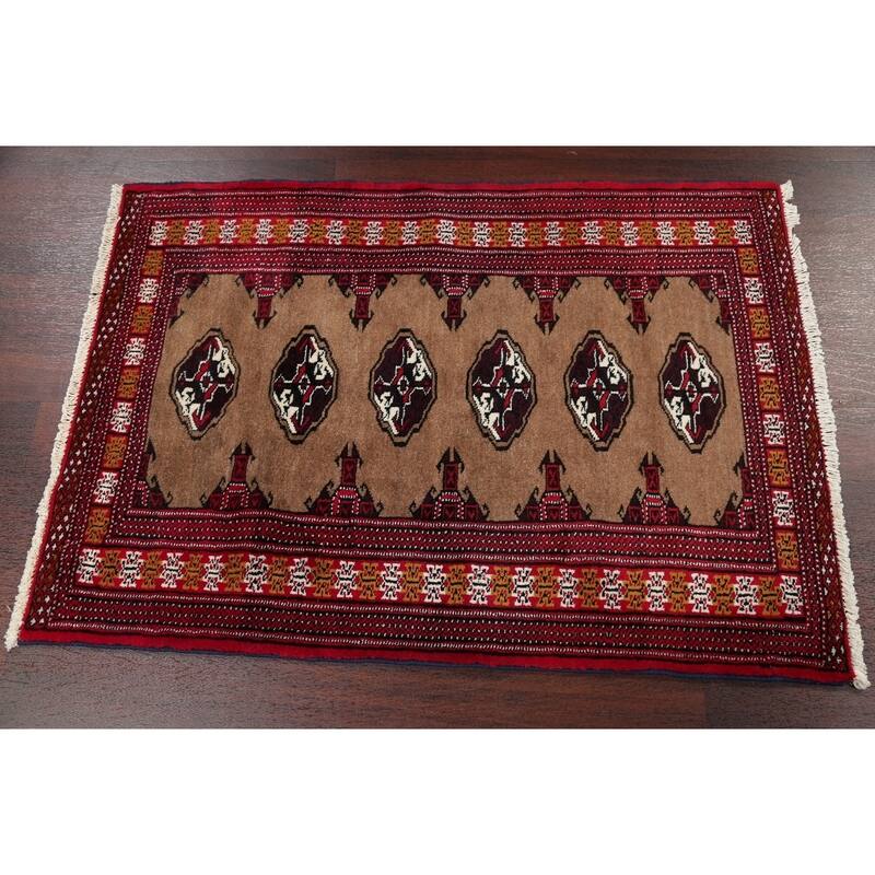 Balouch Geometric Hand-Knotted Wool Persian Oriental Area Rug - 3'11" x 2'9"