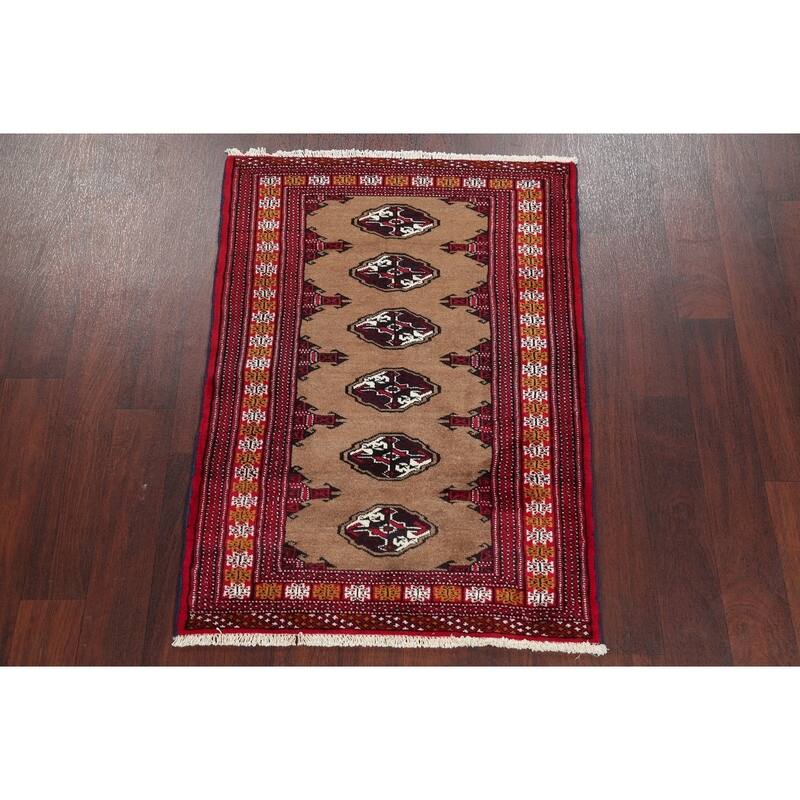 Balouch Geometric Hand-Knotted Wool Persian Oriental Area Rug - 3'11" x 2'9"