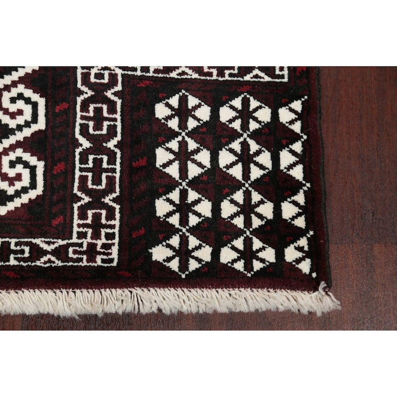 Balouch Geometric Hand-Knotted Wool Persian Oriental Area Rug - 3'8" x 2'9"