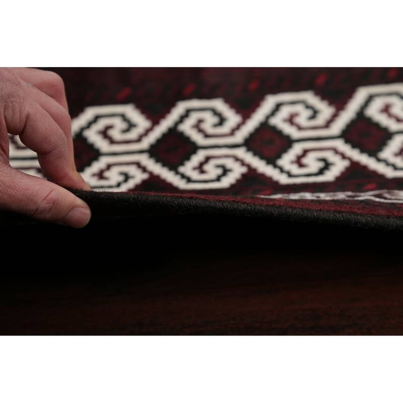 Balouch Geometric Hand-Knotted Wool Persian Oriental Area Rug - 3'8" x 2'9"