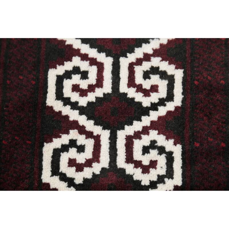Balouch Geometric Hand-Knotted Wool Persian Oriental Area Rug - 3'8" x 2'9"