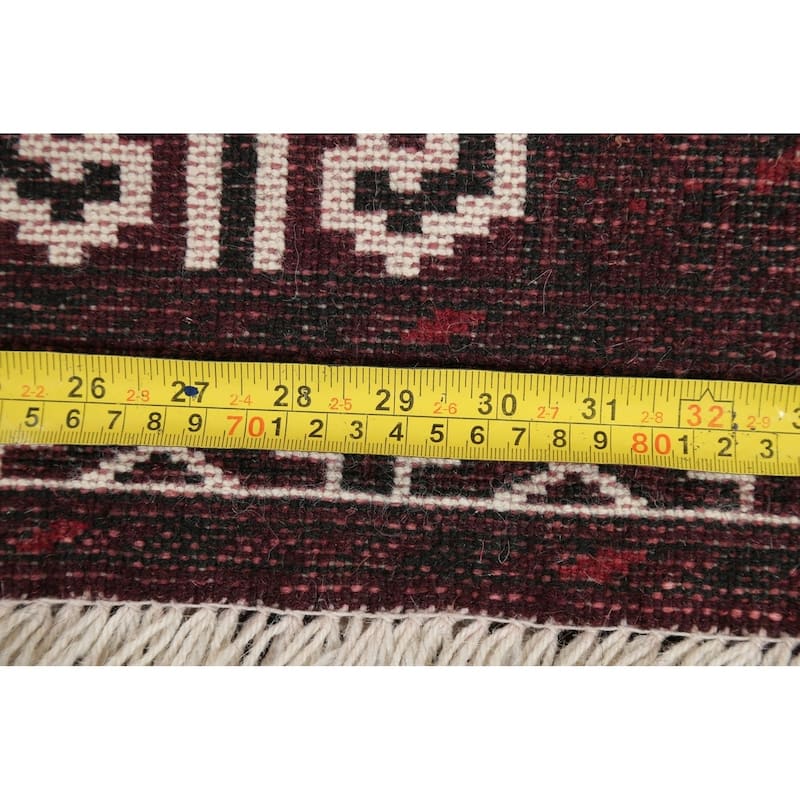 Balouch Geometric Hand-Knotted Wool Persian Oriental Area Rug - 3'8" x 2'9"