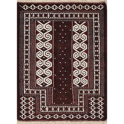 Balouch Geometric Hand-Knotted Wool Persian Oriental Area Rug - 3'8" x 2'9"