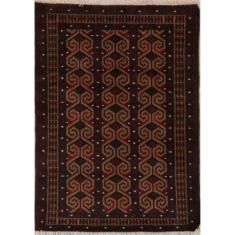 Balouch Geometric Hand-Knotted Wool Persian Oriental Area Rug - 3'7" x 2'6"