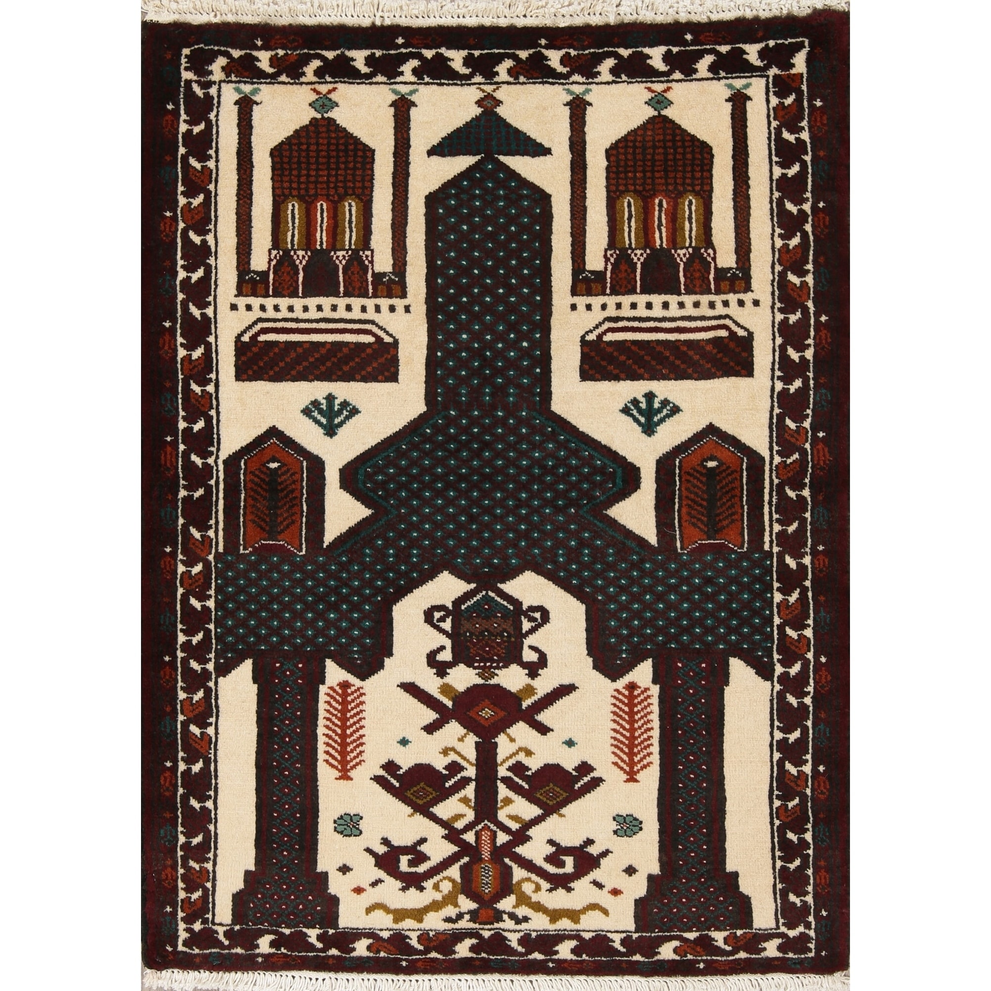 Tribal Traditional Geometric Area Rug Wool Hand-Knotted Home Decor Carpet  3x4