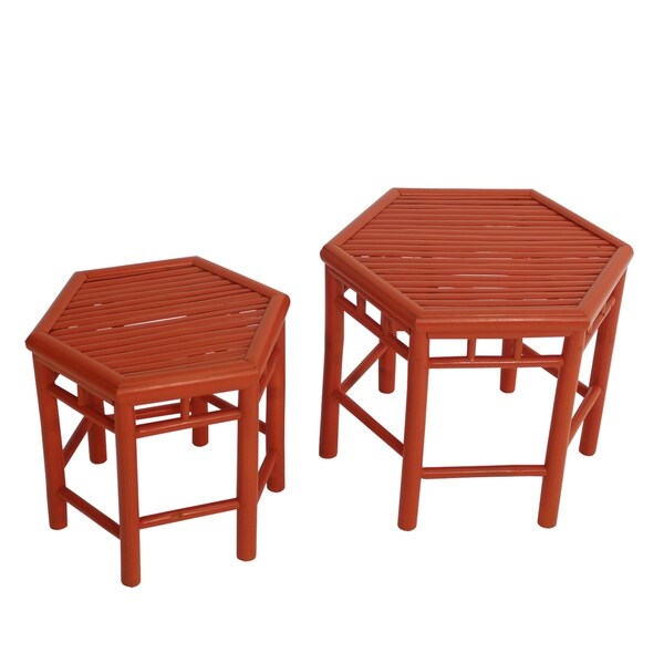 Havenside Home Naukati Bay Orange Bamboo End Tables (Set of 2)