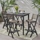 Polaris Outdoor 45" Rectangular 5 Piece Wood and Wicker Bar Height Set by Christopher Knight Home - Thumbnail 14