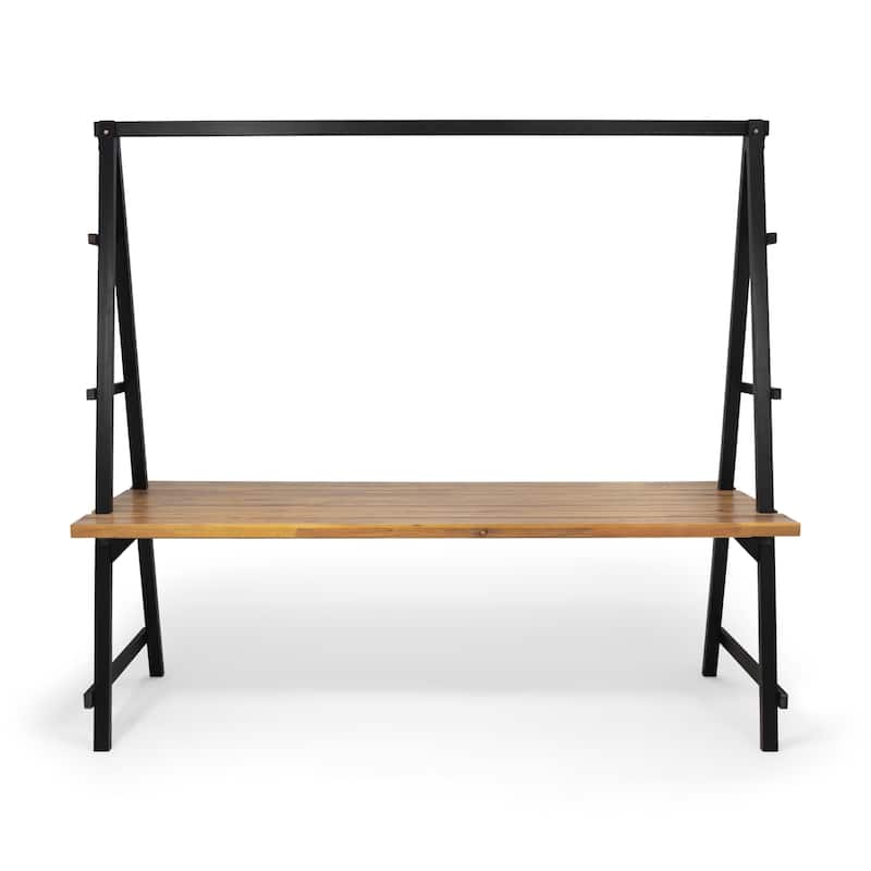 Huckleberry Outdoor Acacia Wood 88.5" Dining Table with Plant Hanger by Christopher Knight Home - 88.50" L x 39.50" W x 80.00" H - Black