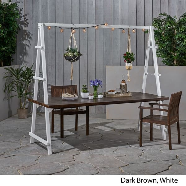 Huckleberry Outdoor Acacia Wood 88 5 Dining Table With Plant Outdoor Acacia Wood 88 5 Dining Table