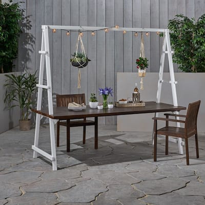 Huckleberry Outdoor Acacia Wood 88.5" Dining Table with Plant Hanger by Christopher Knight Home - 88.50" L x 39.50" W x 80.00" H