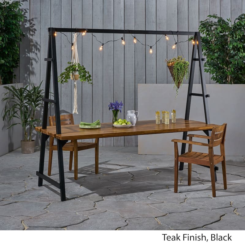 Huckleberry Outdoor Acacia Wood 88.5" Dining Table with Plant Hanger by Christopher Knight Home - 88.50" L x 39.50" W x 80.00" H