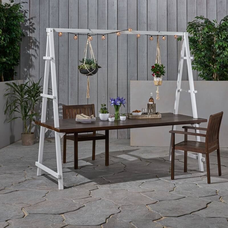 Huckleberry Outdoor Acacia Wood 88.5" Dining Table with Plant Hanger by Christopher Knight Home - 88.50" L x 39.50" W x 80.00" H